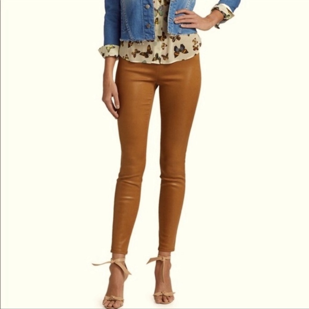 L’AGENCE ROCHELLE SKINNY PANTS Pull On Hazelnut Coated Size Medium NWT